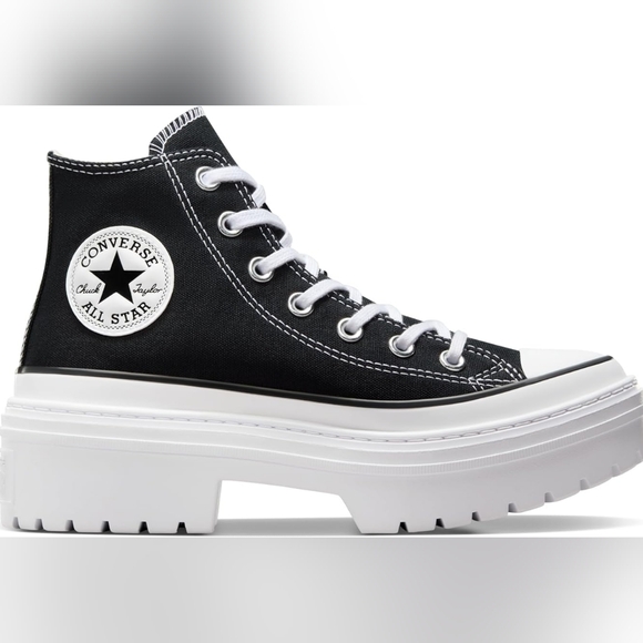 Converse Black Lace-Up High-Top Platform Boots with White Sole - Picture 2 of 8